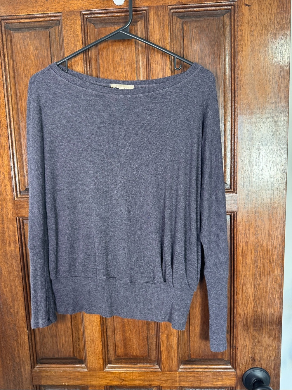 Bordeaux Heather Charcoal Boatneck Long-Sleeve Sweater